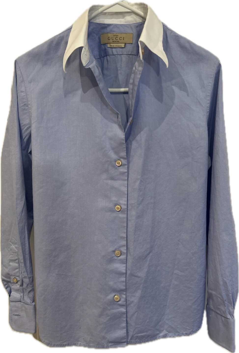 Gucci Uniform Blue Dress Shirt with White Collar - photo 2