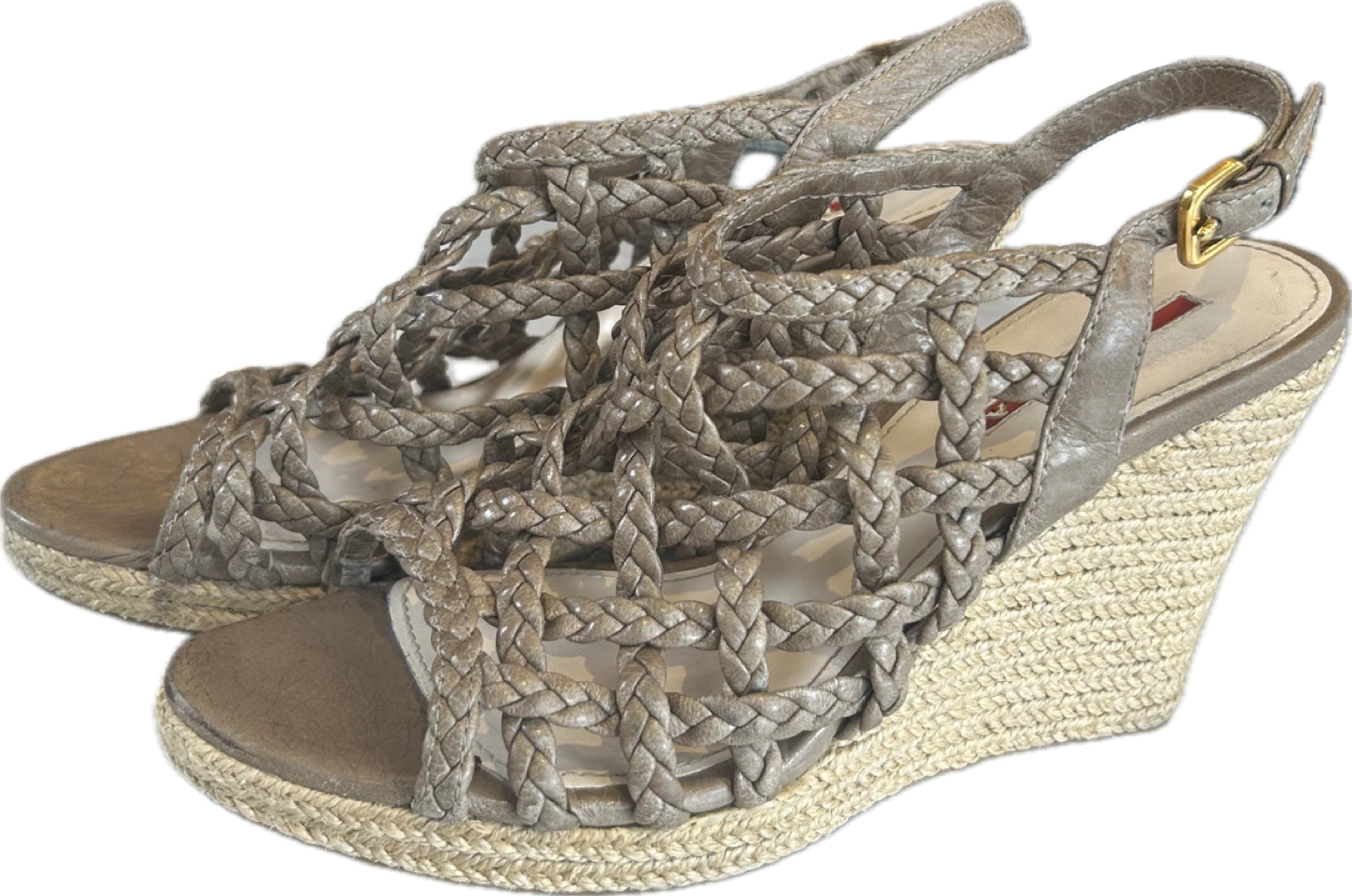 Prada Woven Leather Wedge Sandals Size 5.5/6 - photo 2