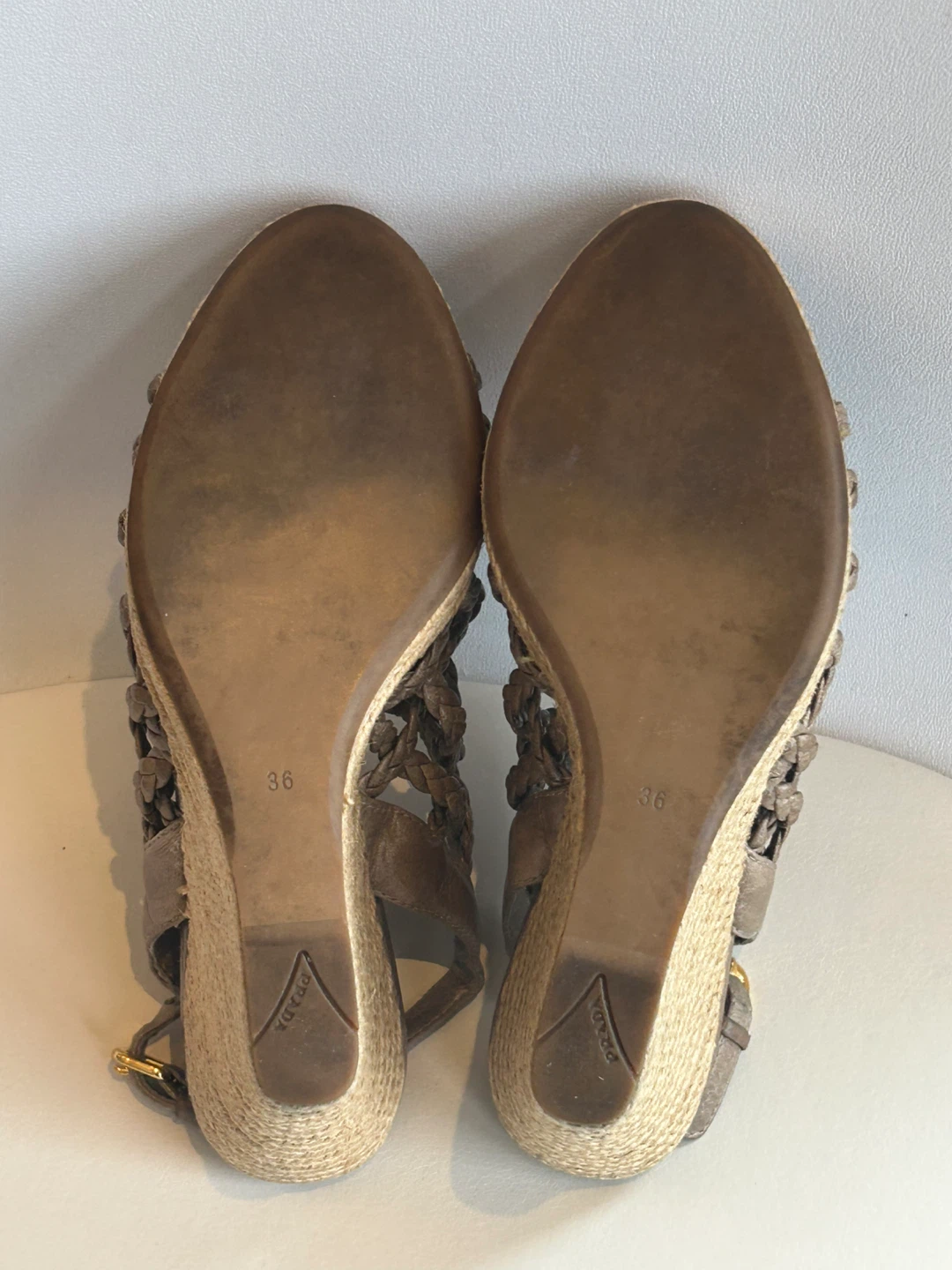 Prada Woven Leather Wedge Sandals Size 5.5/6 - photo 4