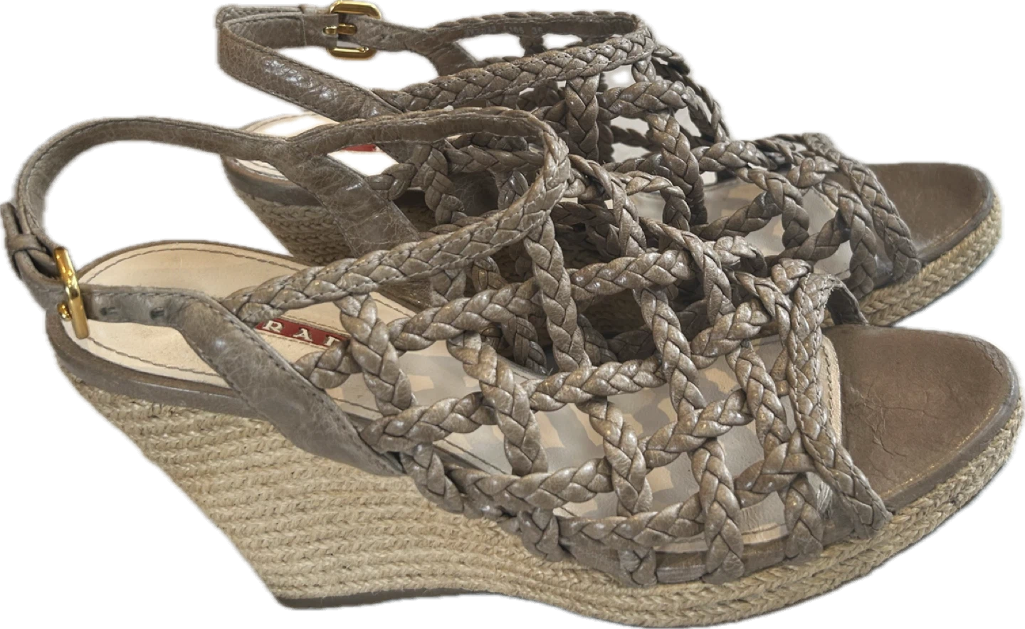 Prada Woven Leather Wedge Sandals Size 5.5/6 - photo 5
