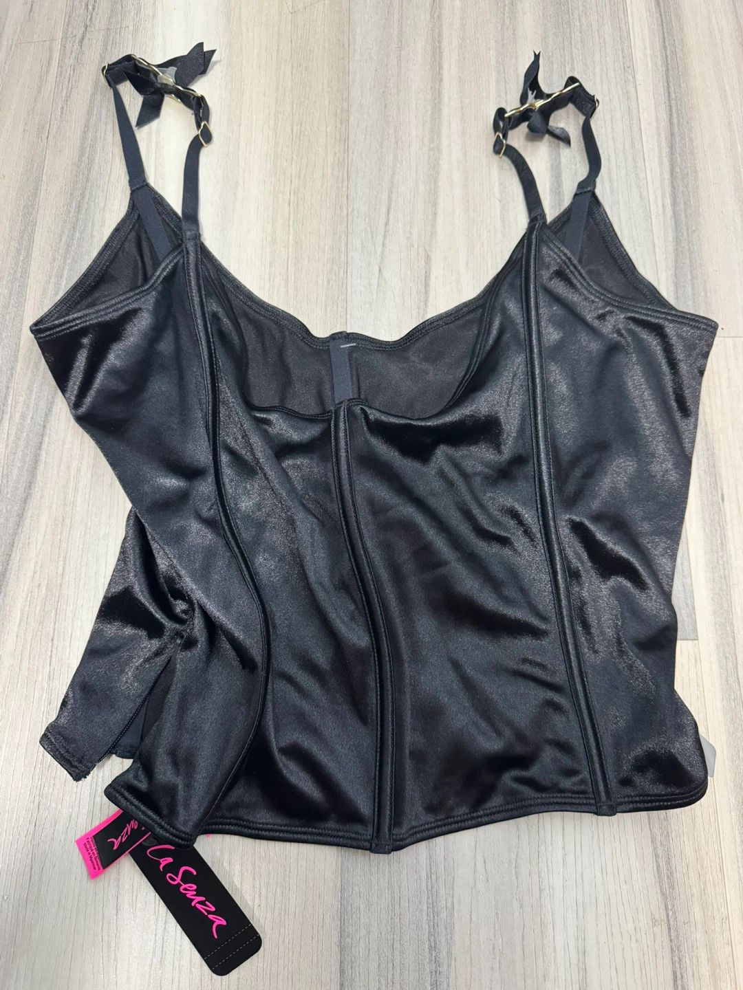 La Senza Black Satin Corset Top M/M