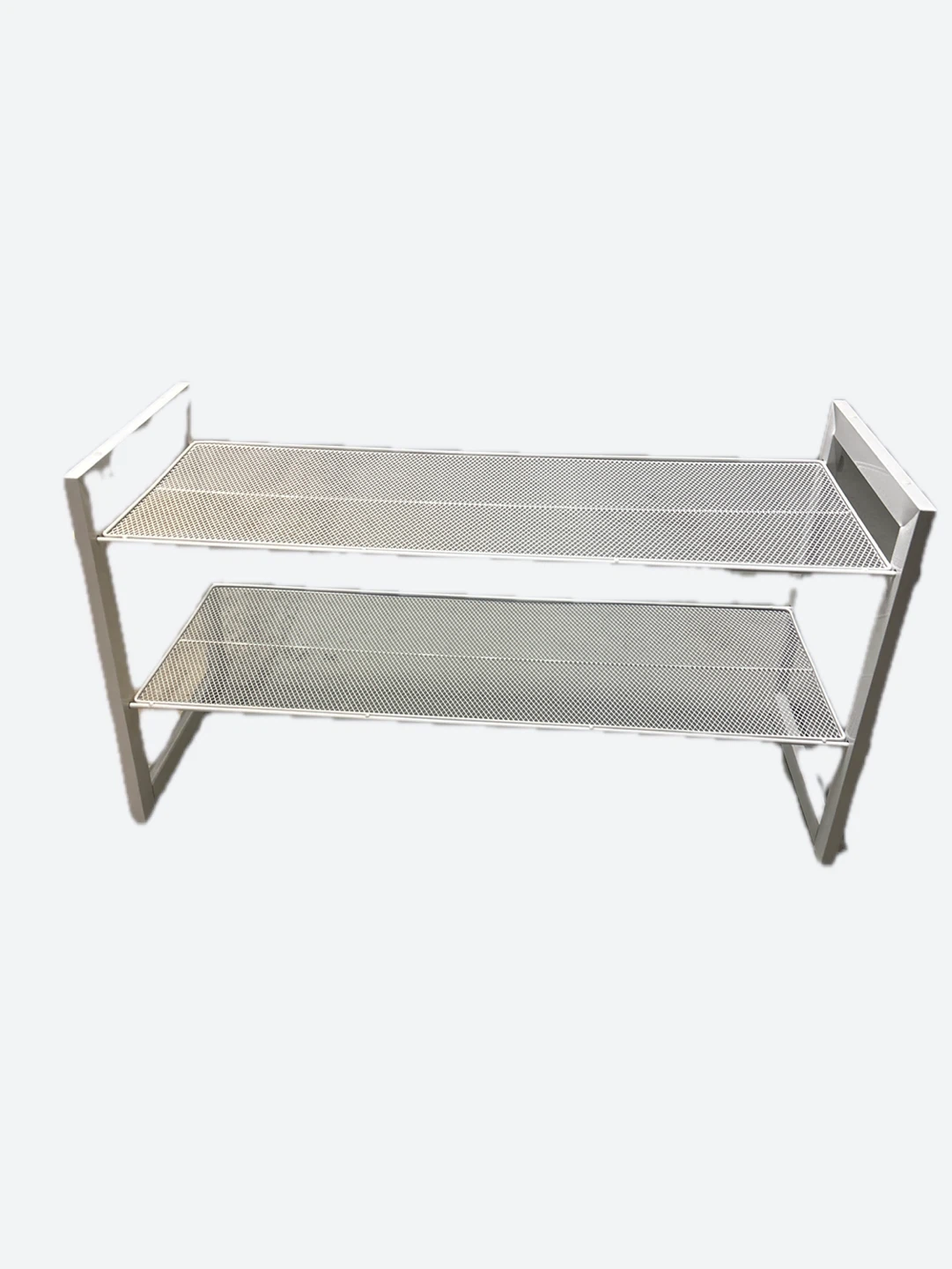 White 2-Tier Wire Mesh Shelf Rack