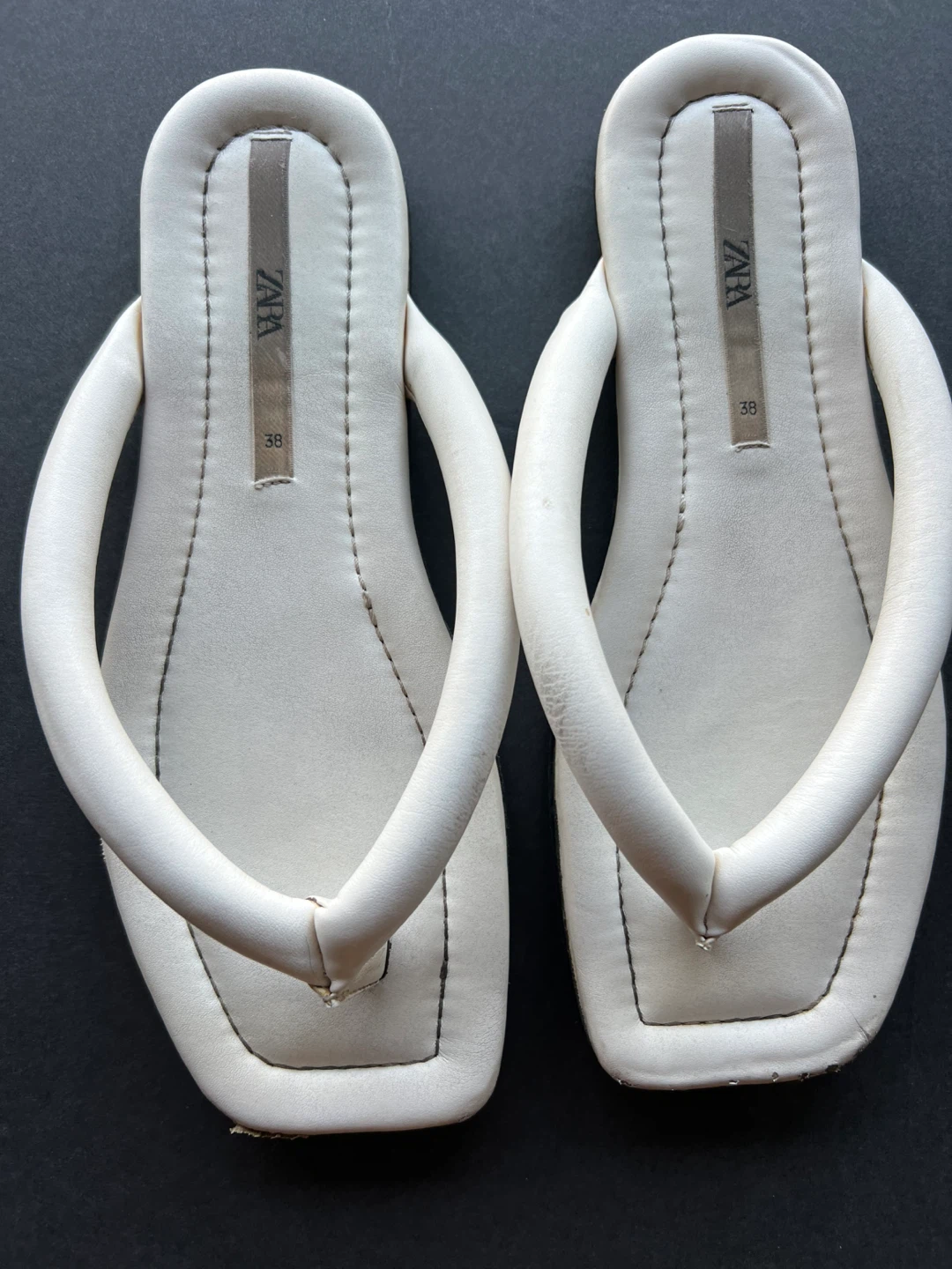 ZARA White Thong Sandals Size 38