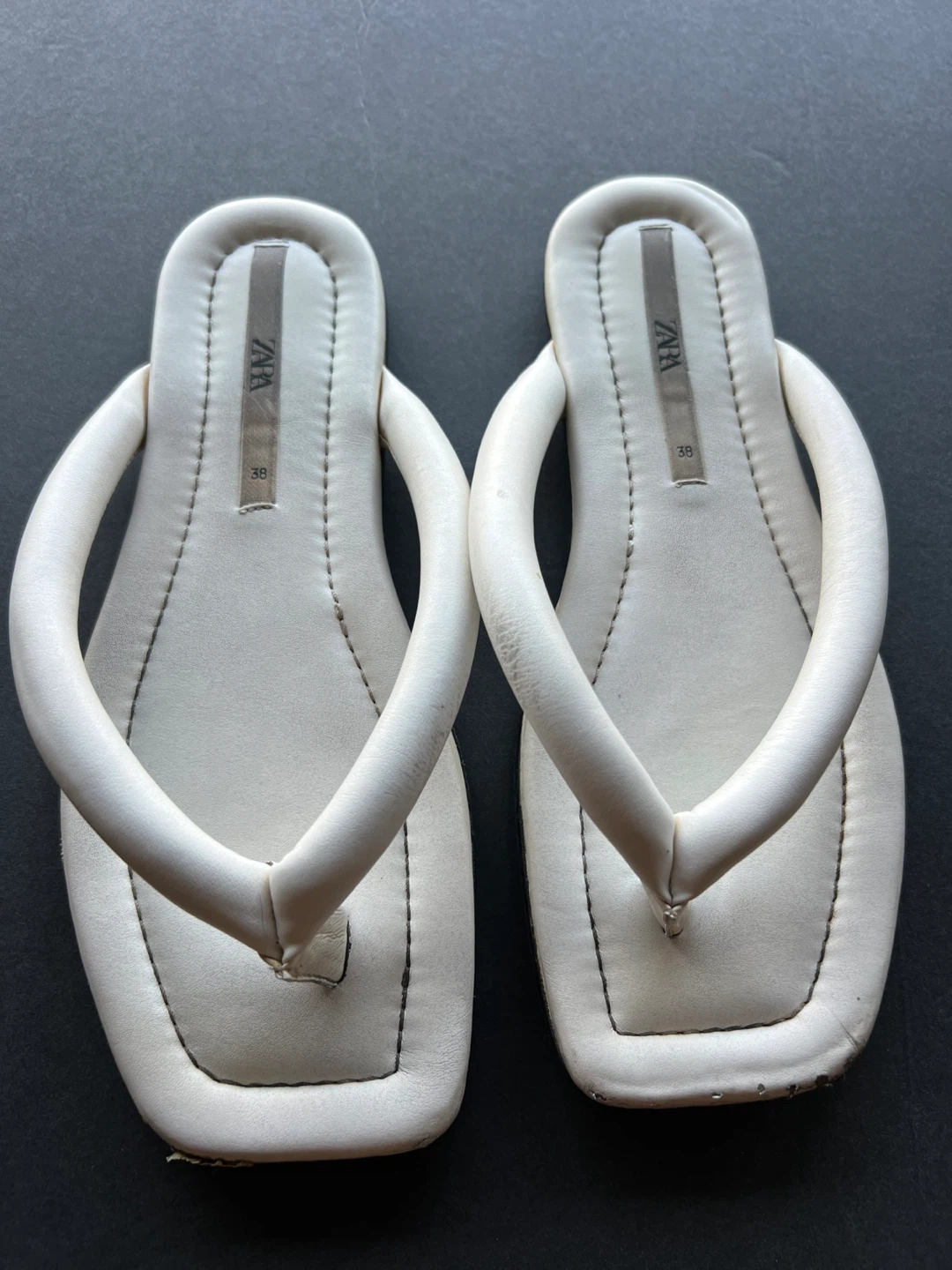 ZARA White Thong Sandals Size 38 - photo 2