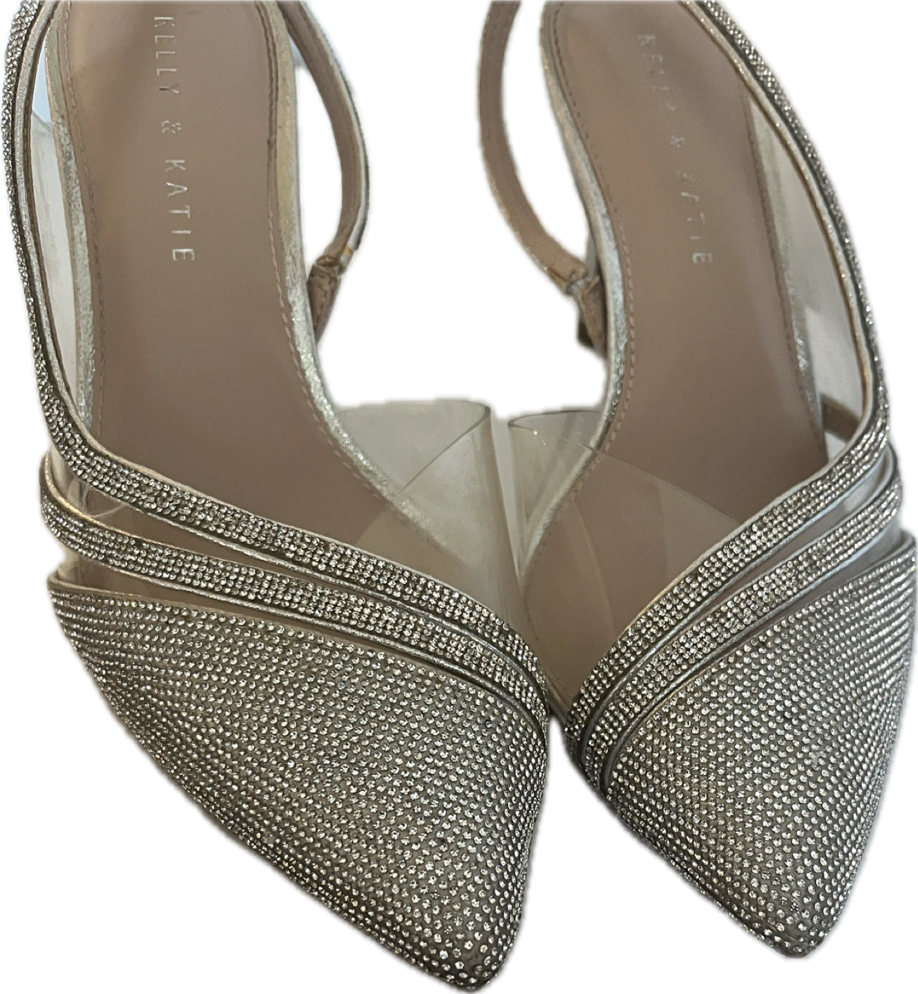 Kelly & Katie Silver/Clear Rhinestone Slingback Heels size 8.5 - photo 2