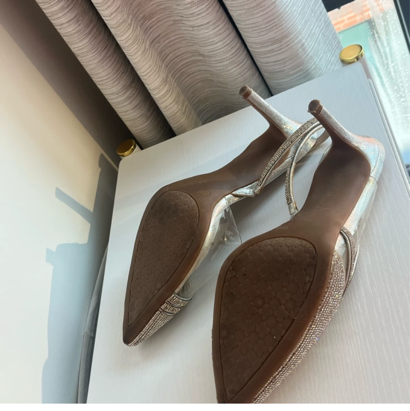 Kelly & Katie Silver/Clear Rhinestone Slingback Heels size 8.5 - photo 3