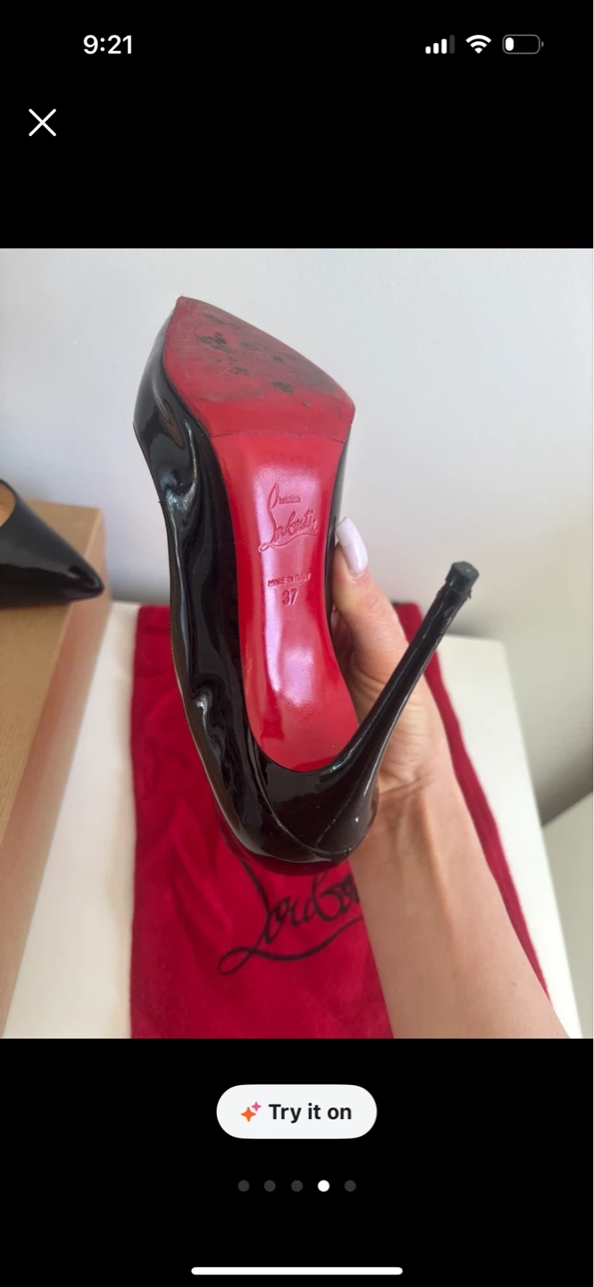 Christian Louboutin Hot Chick 100 Black Patent Pumps Size 37 - photo 4