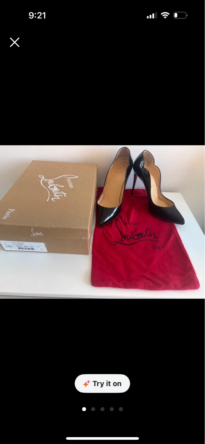 Christian Louboutin Hot Chick 100 Black Patent Pumps Size 37 - photo 2