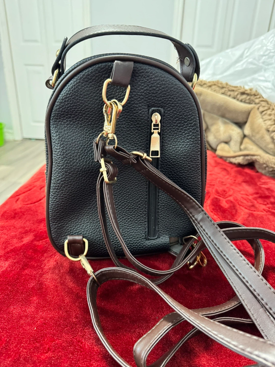 Black Mini Backpack with Bee Embellishment - photo 2