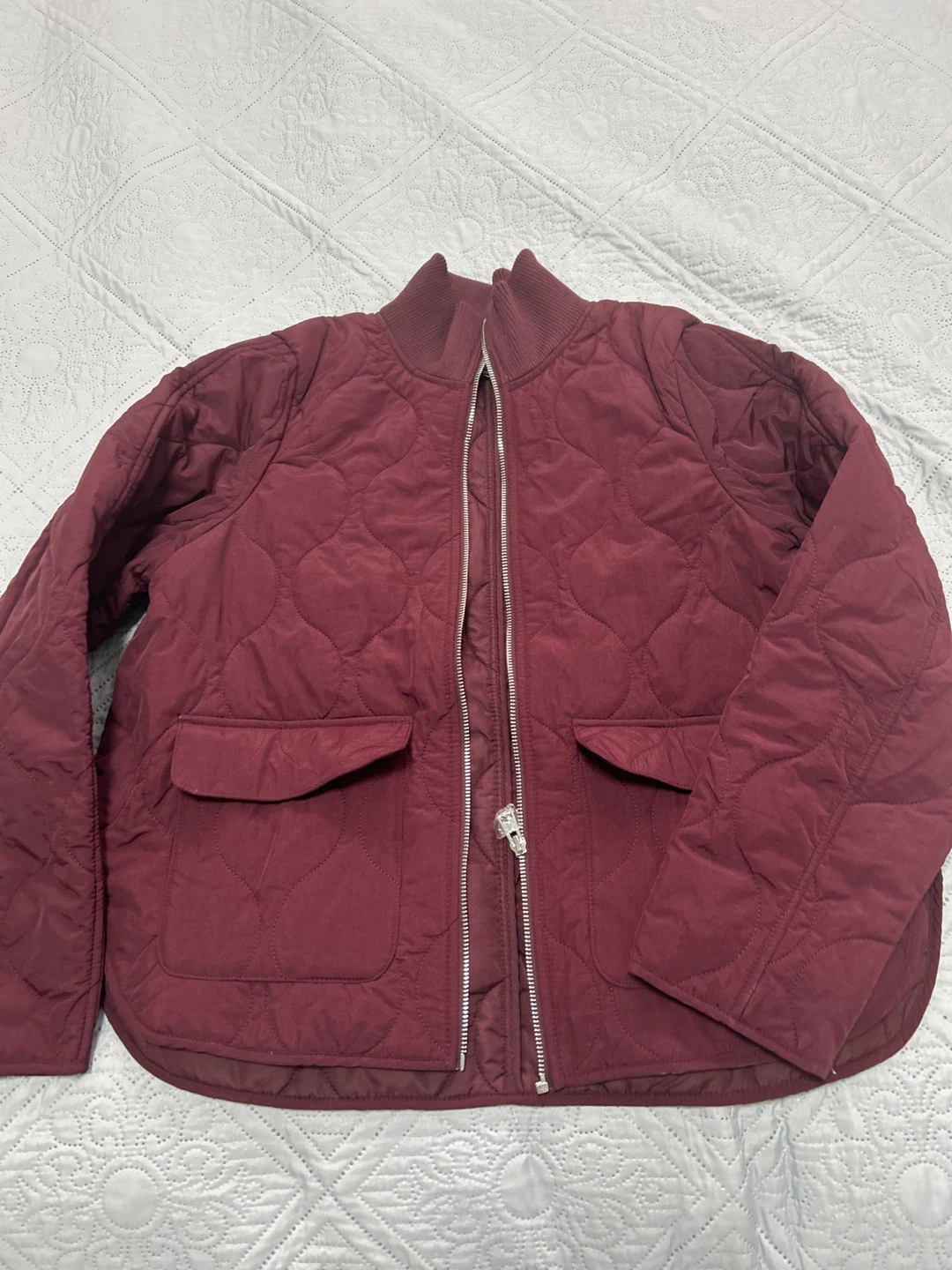 Divided Quilted Bomber Jacket Burgundy