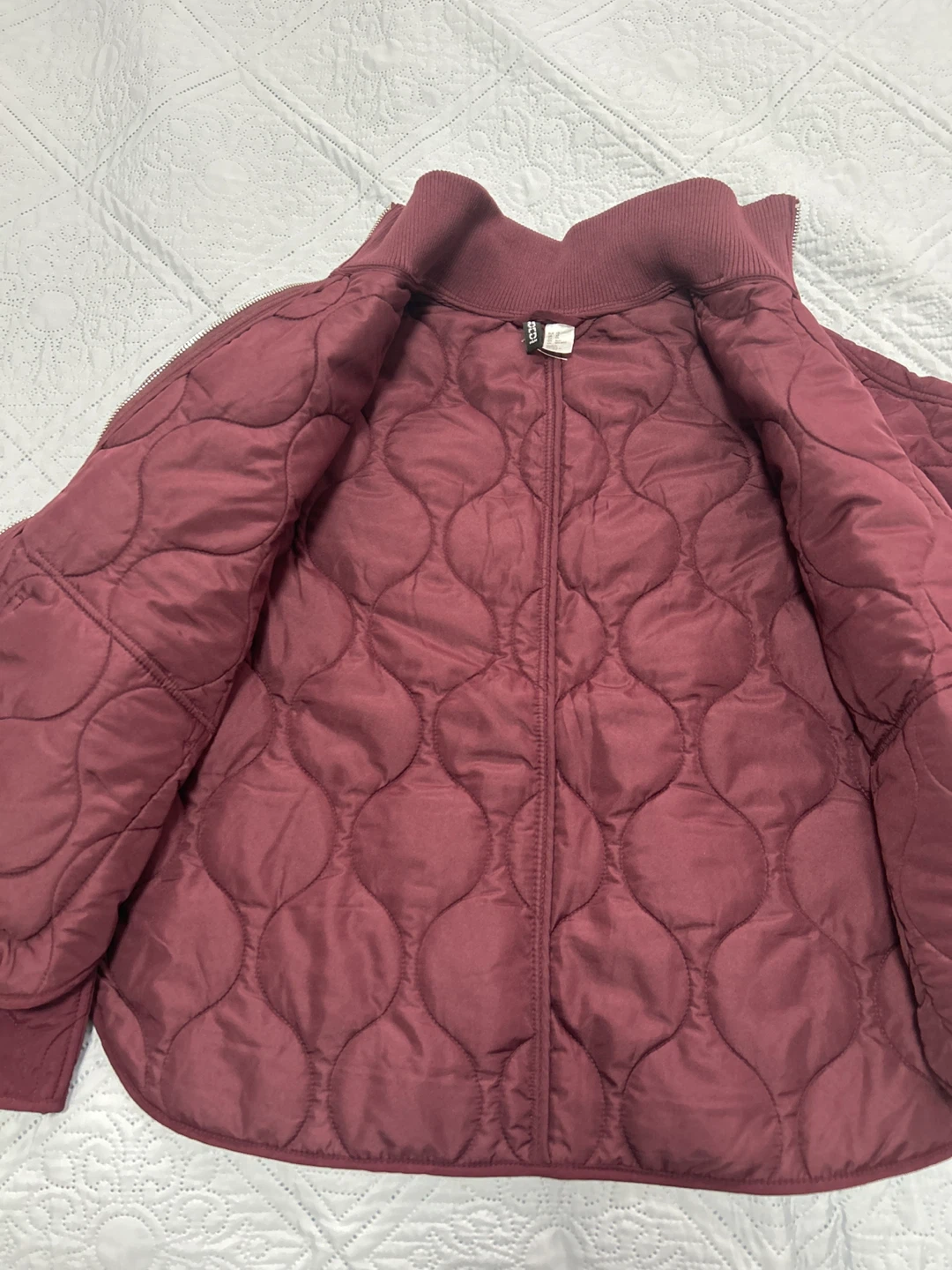 Divided Quilted Bomber Jacket Burgundy - photo 2