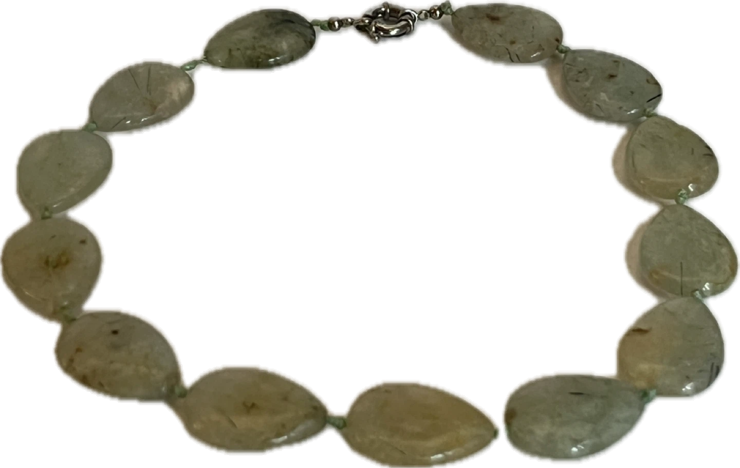 Light Green Natural Stone Leaf Necklace - photo 2