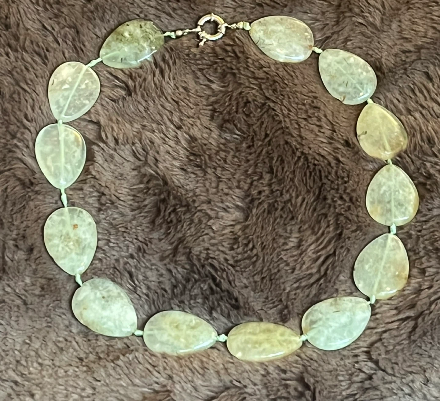 Light Green Natural Stone Leaf Necklace - photo 5