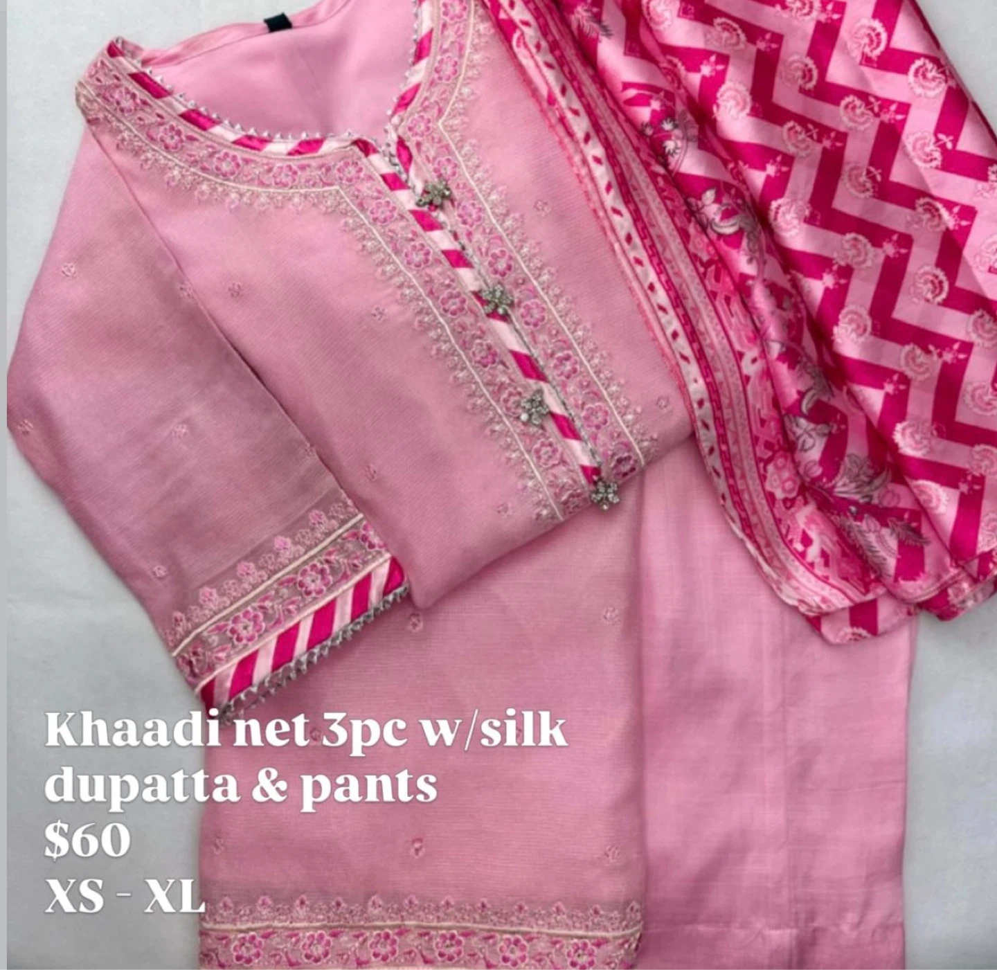 Khaadi Net 3pc Outfit w/ Silk Dupatta & Pants (XS-XL) - photo 5