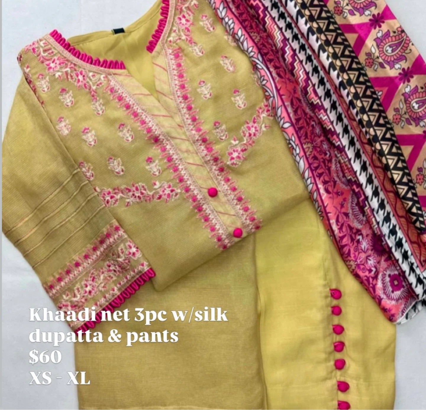 Khaadi Net 3pc Outfit w/ Silk Dupatta & Pants (XS-XL) - photo 4