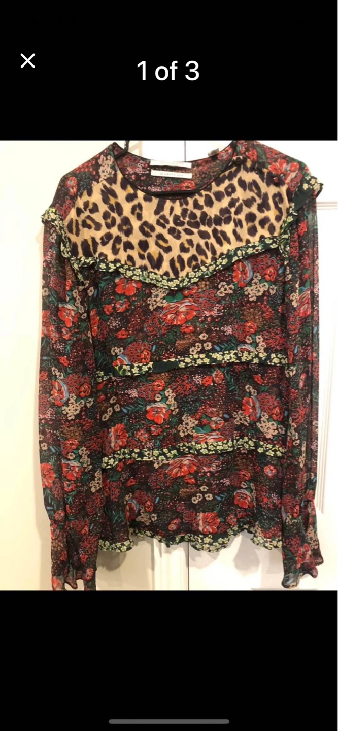 Scotch & Soda Maison Scotch Floral Leopard Print Long Sleeve Top