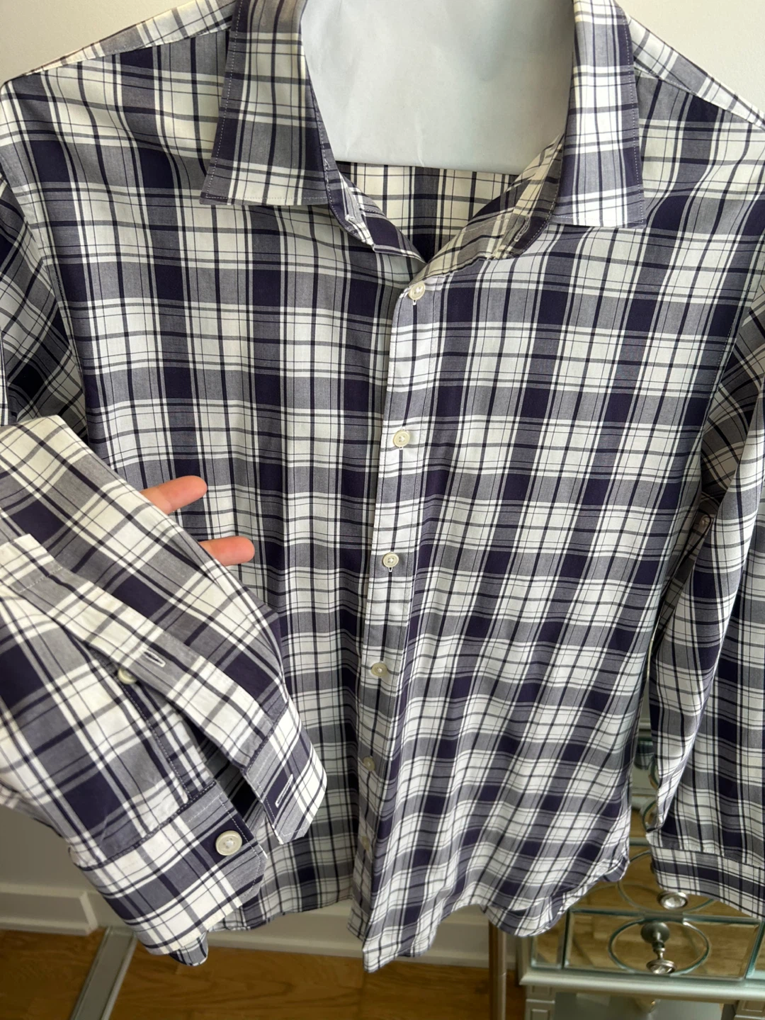 Michael Kors Men's Plaid Purple Dress Shirt- Large - photo 3
