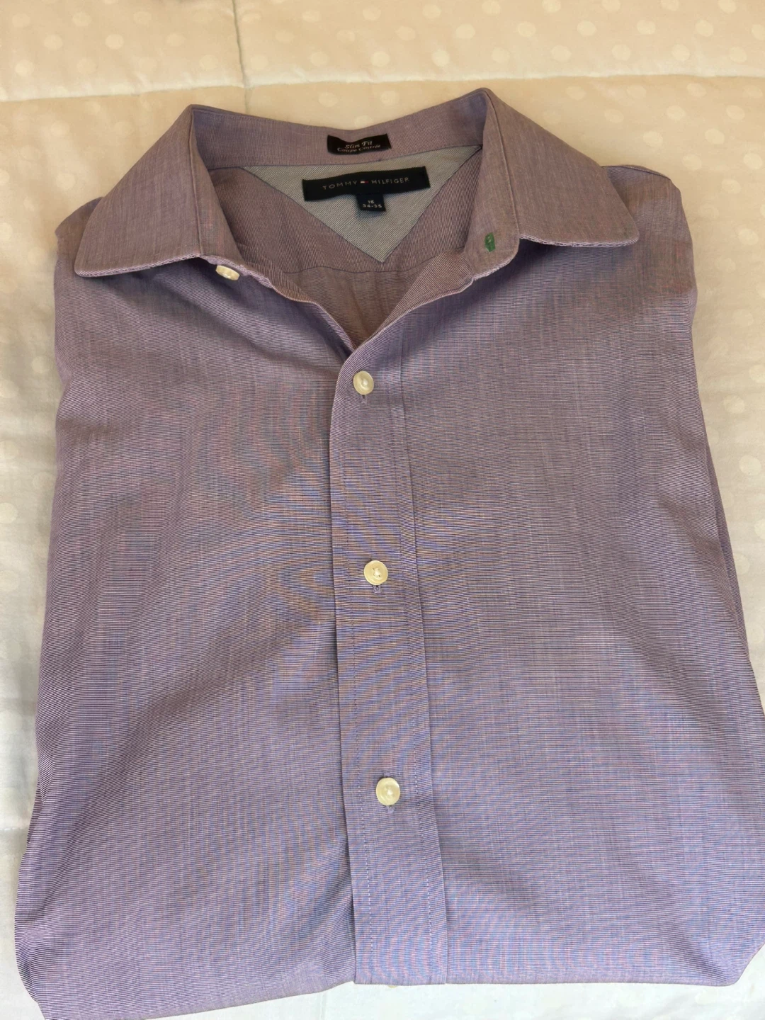 Men’s Tommy Hilfiger Slim Fit Dress Shirt Lavender Size 16 34-35 - photo 3