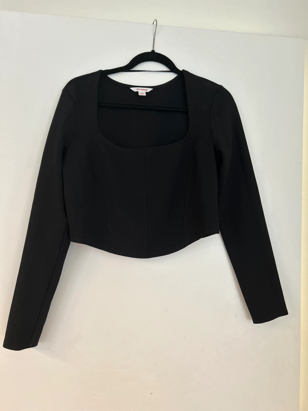 Joe Fresh Black Long Sleeve Cropped Top Size Large - photo 2