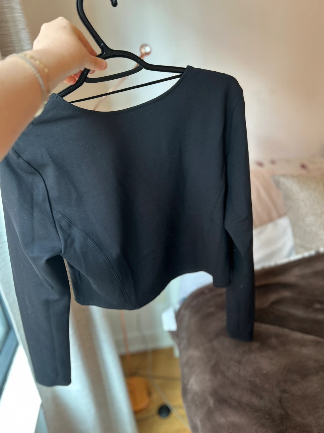 Joe Fresh Black Long Sleeve Cropped Top Size Large - photo 4