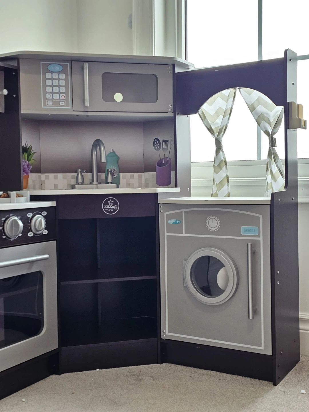 Kids Wooden Play Kitchen with Washer and Fridge - photo 3