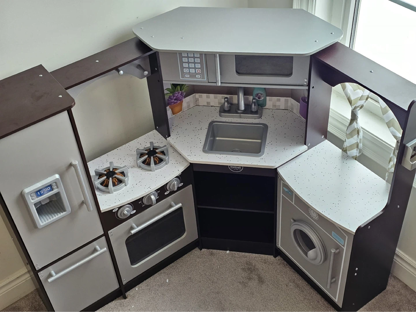 Kids Wooden Play Kitchen with Washer and Fridge - photo 2