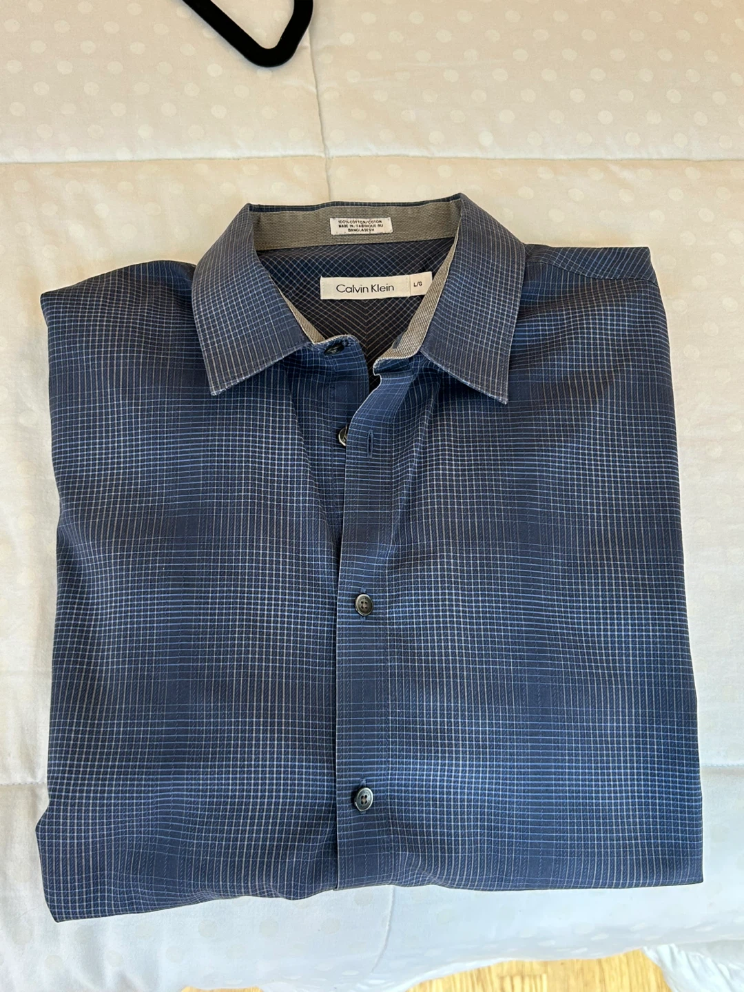 Calvin Klein Men's Blue Plaid Dress Shirt - Large