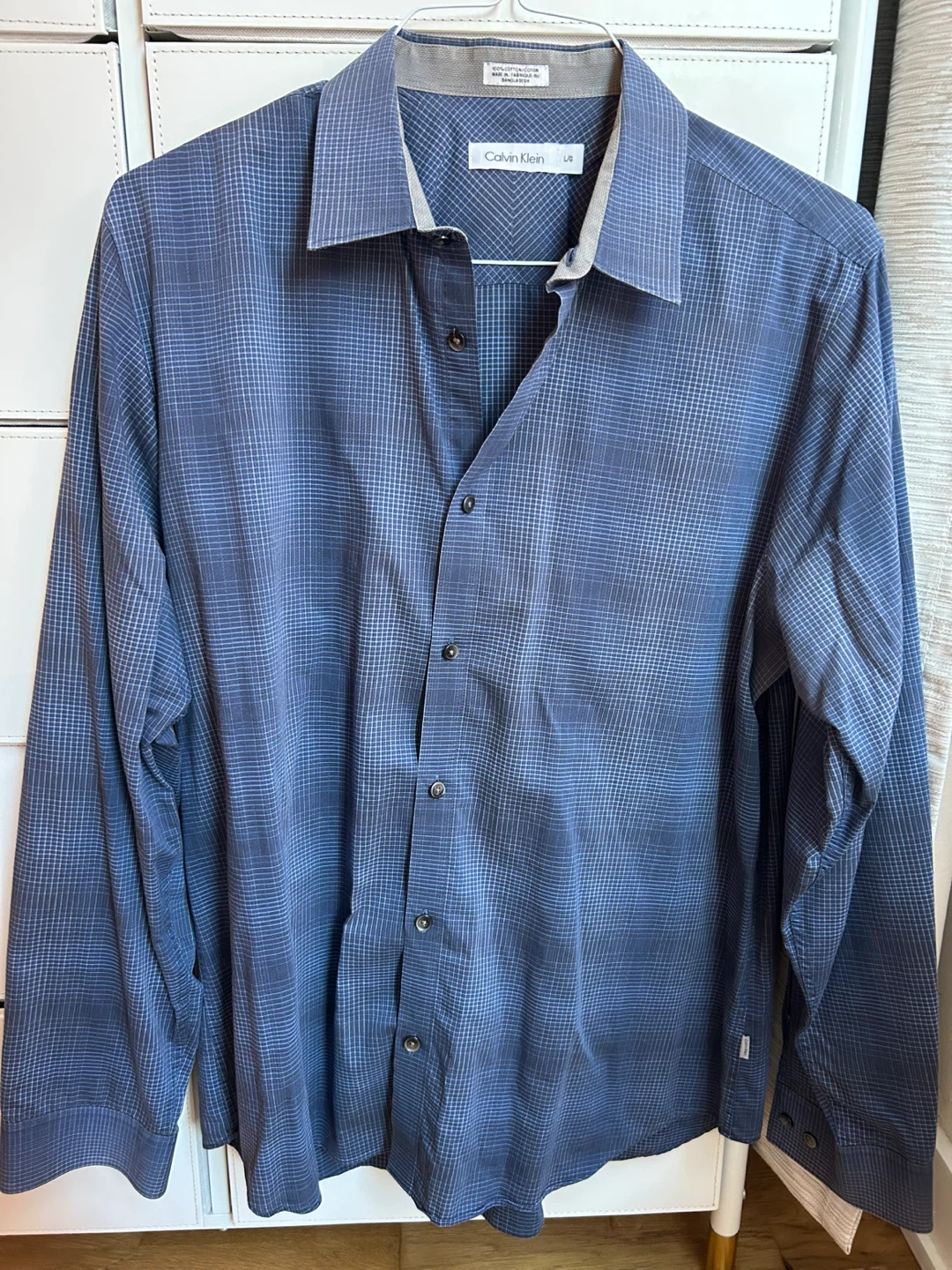 Calvin Klein Men's Blue Plaid Dress Shirt - Large - photo 2