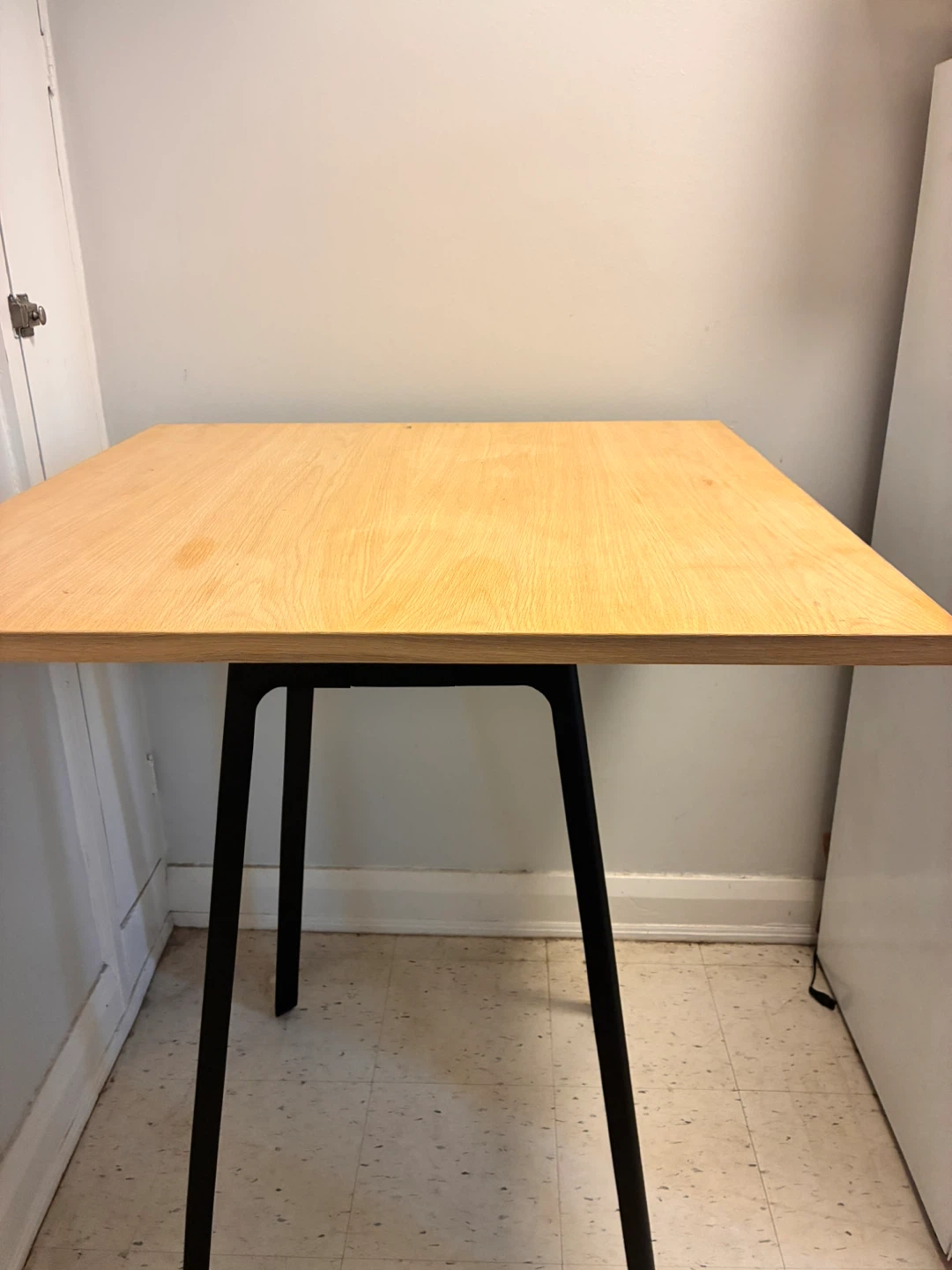 Wood Top Dining Table with Black Legs - 88cm