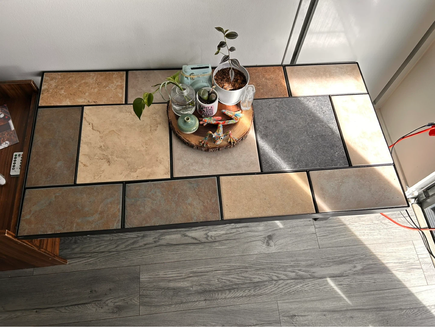 Tiled Top Coffee Table with Metal Frame - photo 2