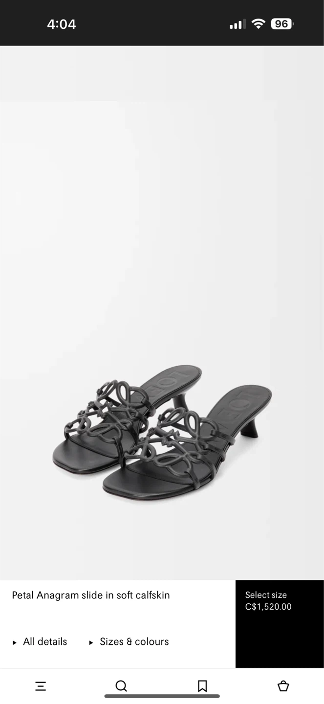 Loewe Petal Anagram Slide Sandals Black Calfskin Size 38 - photo 5