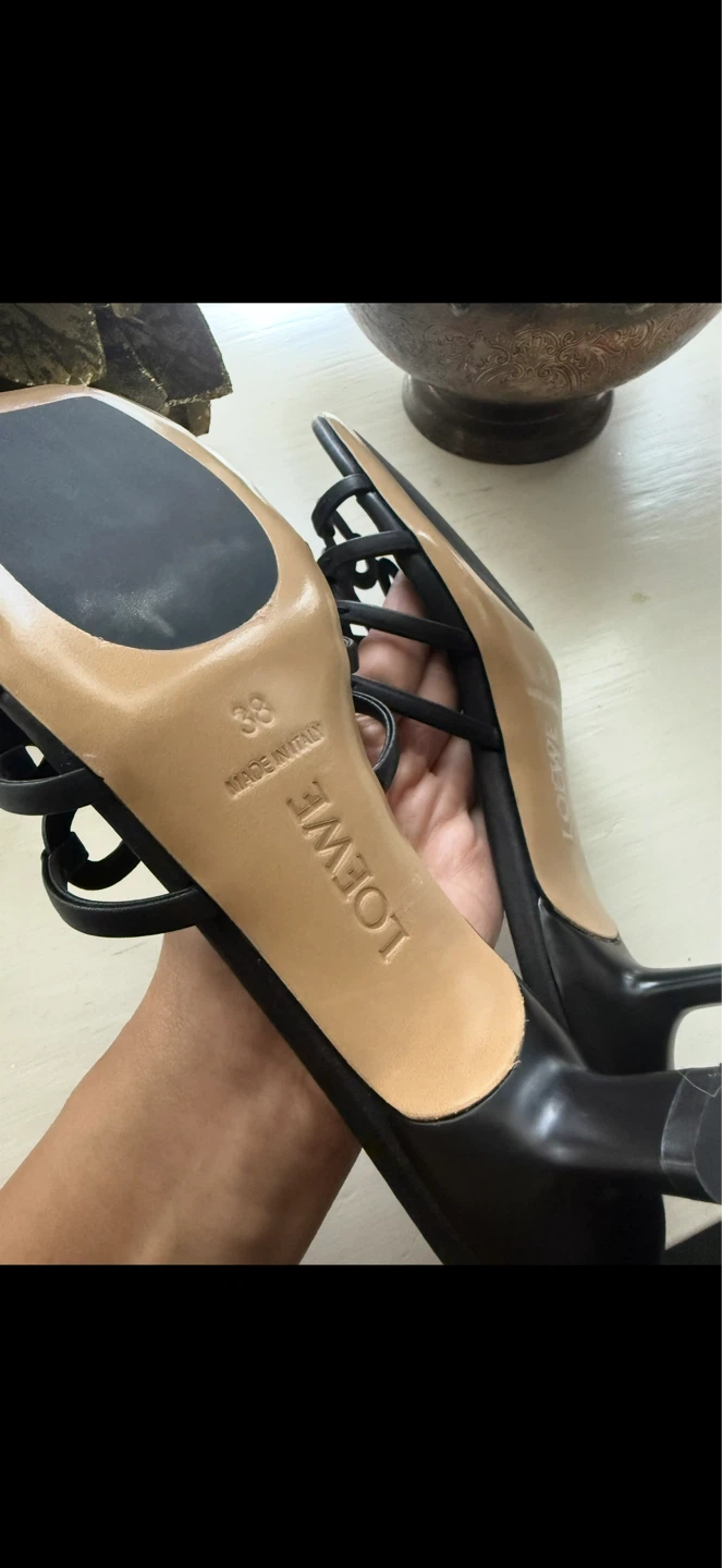 Loewe Petal Anagram Slide Sandals Black Calfskin Size 38 - photo 4