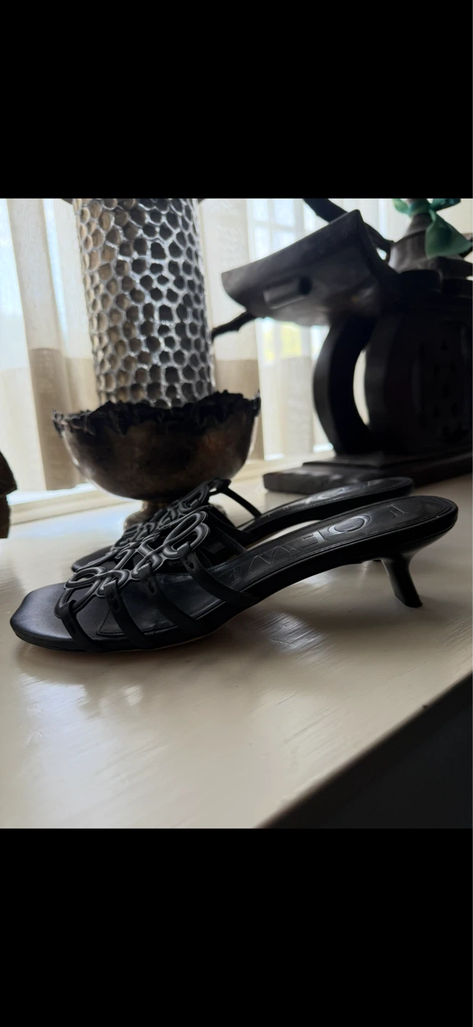 Loewe Petal Anagram Slide Sandals Black Calfskin Size 38 - photo 3