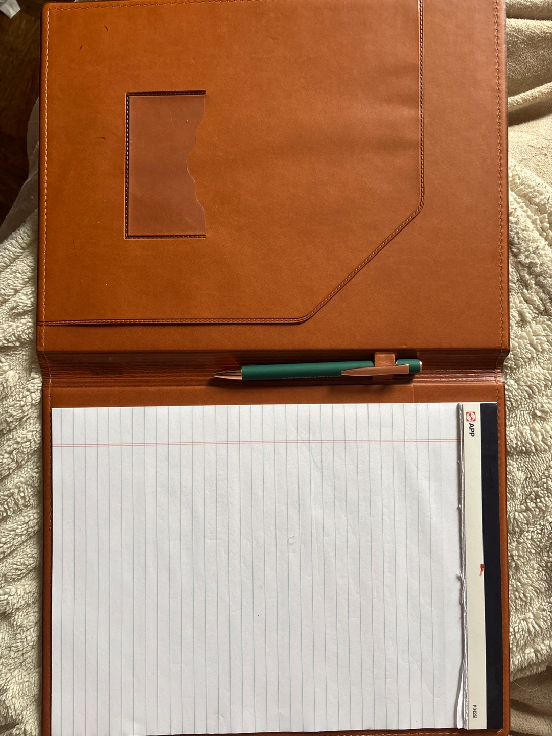 Brown Leather Portfolio with Pen Slot and Notepad - photo 2