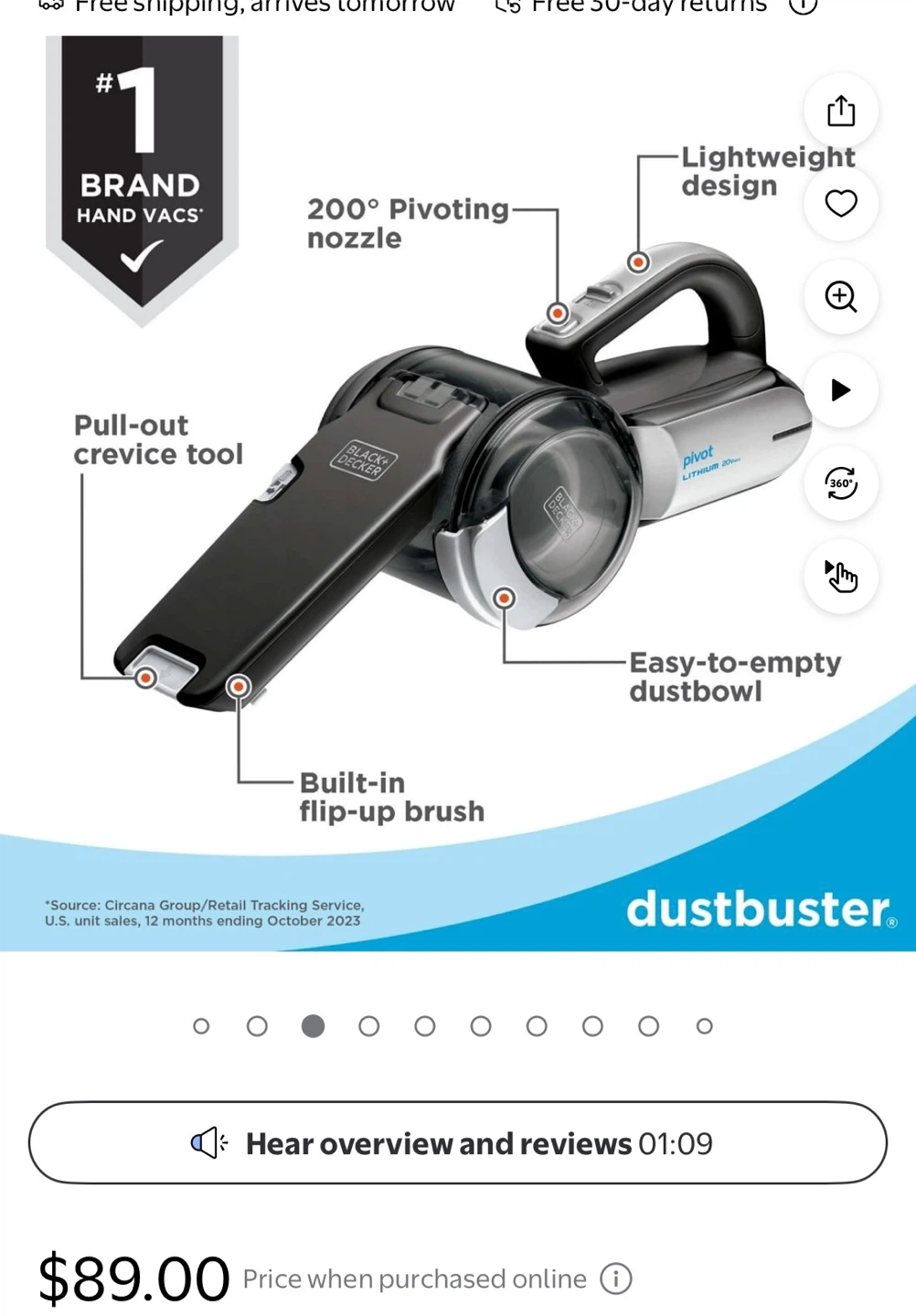 MOVING SALE- BLACK+DECKER Pivot Lithium Cordless Hand Vacuum