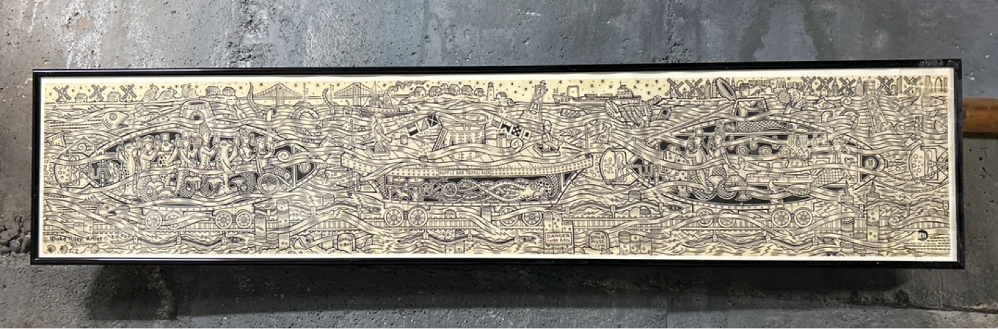 Framed "The Great Boat Race" Print by Duke Riley