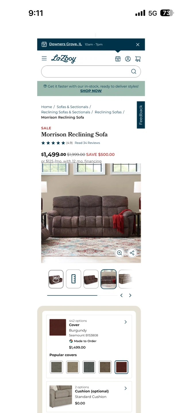 La-Z-Boy Morrison Reclining Sofa - Burgundy - photo 2