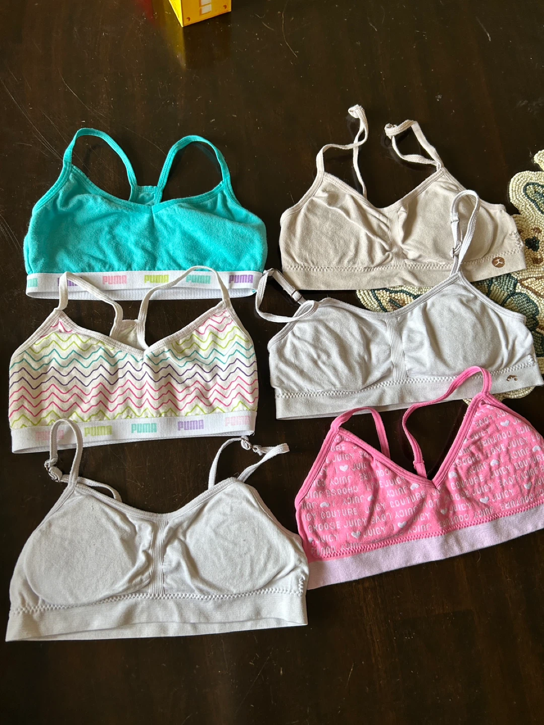 Bundle of 5 Girls' Sports Bras (Puma, Juicy Couture)