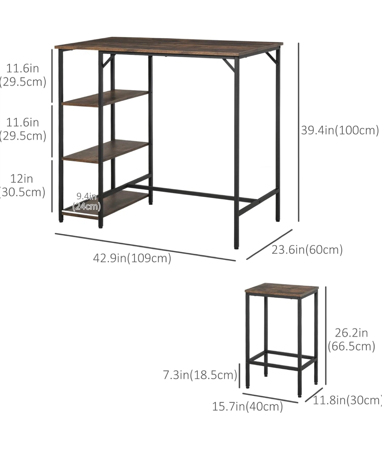 Bar Table Set with 2 Stools - photo 4
