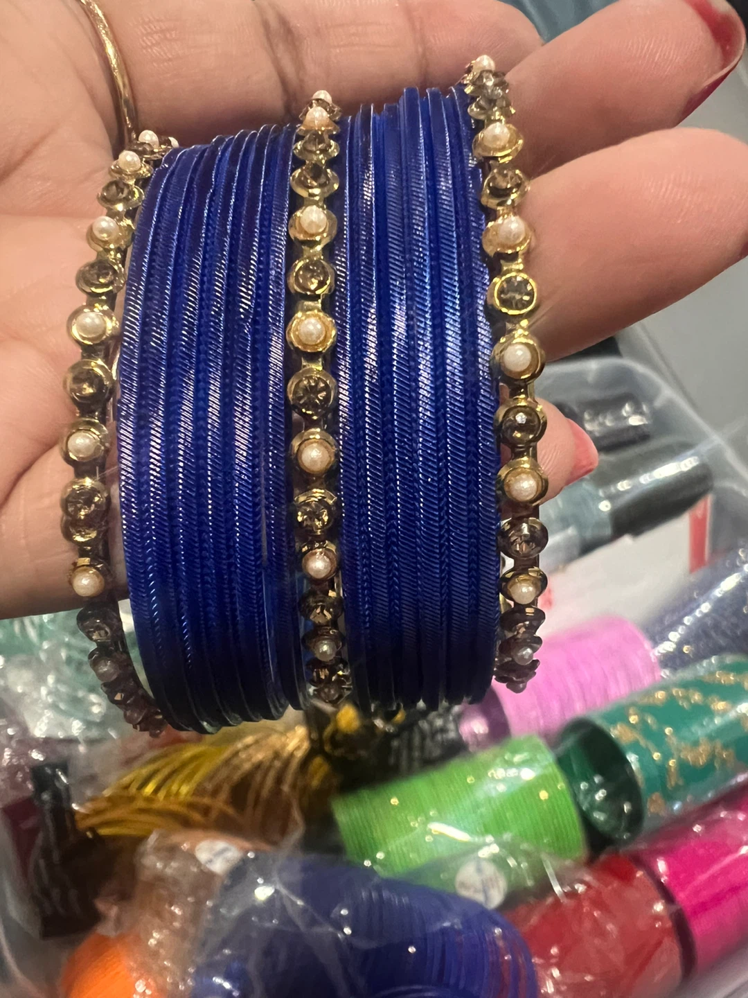 Blue Beaded Bangles