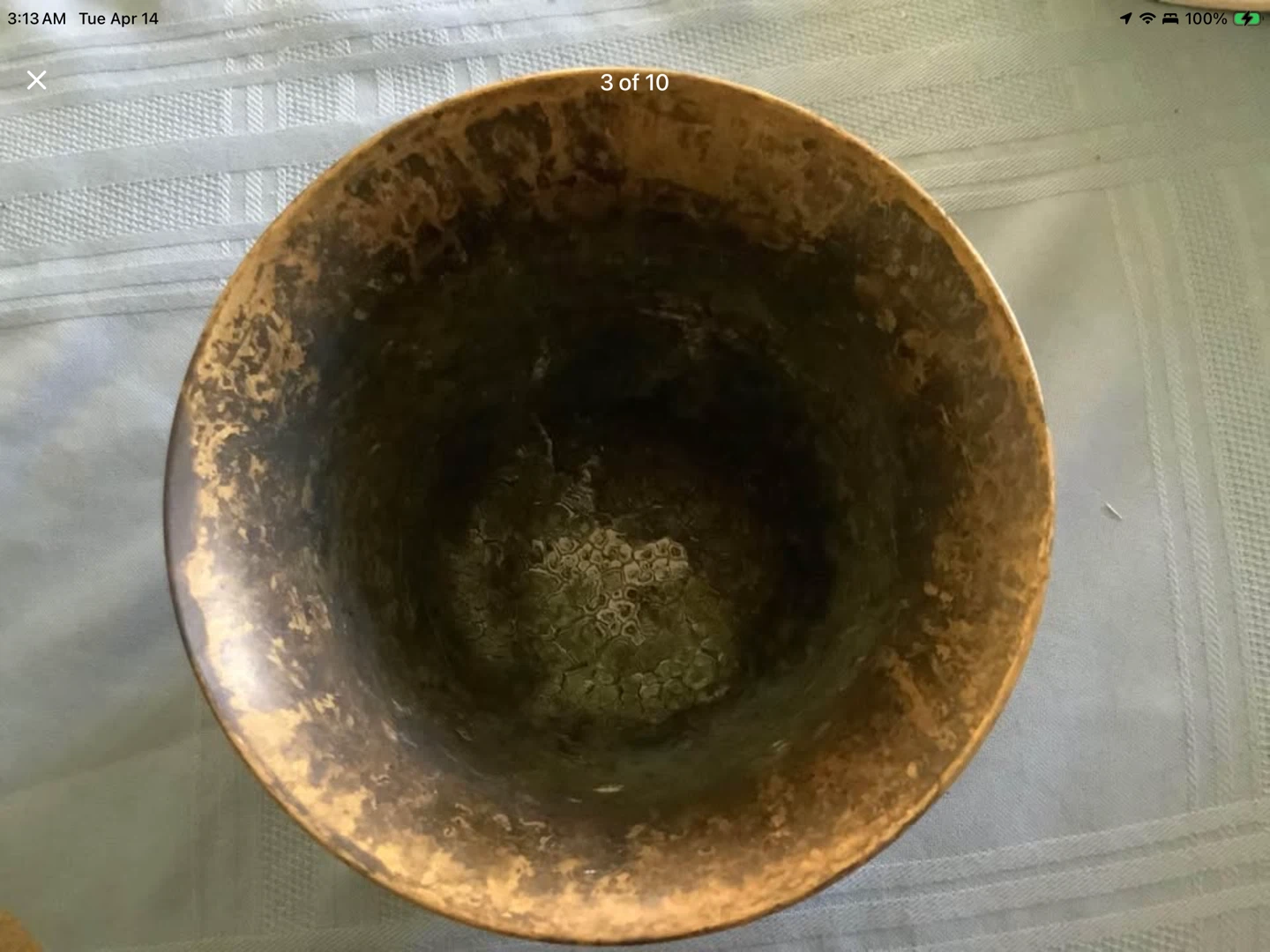 Vtg Brass Embossed Apothecary Mortar & Pestle 🐞 - photo 2