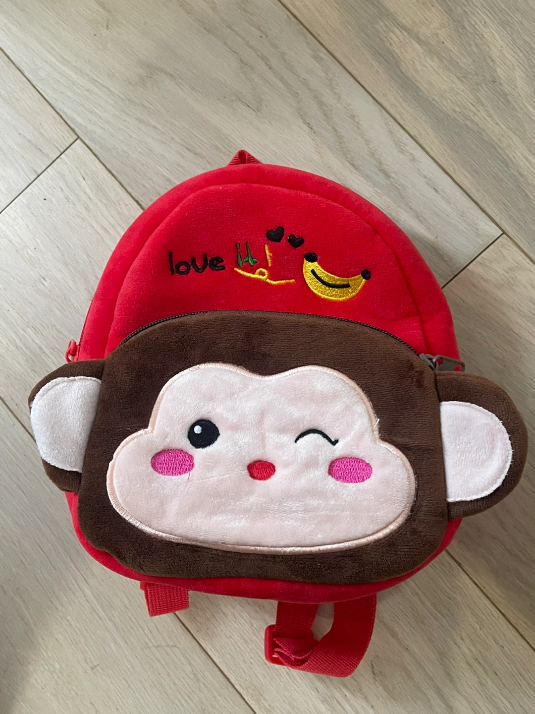 Kids Monkey Plush Backpack Red - photo 2