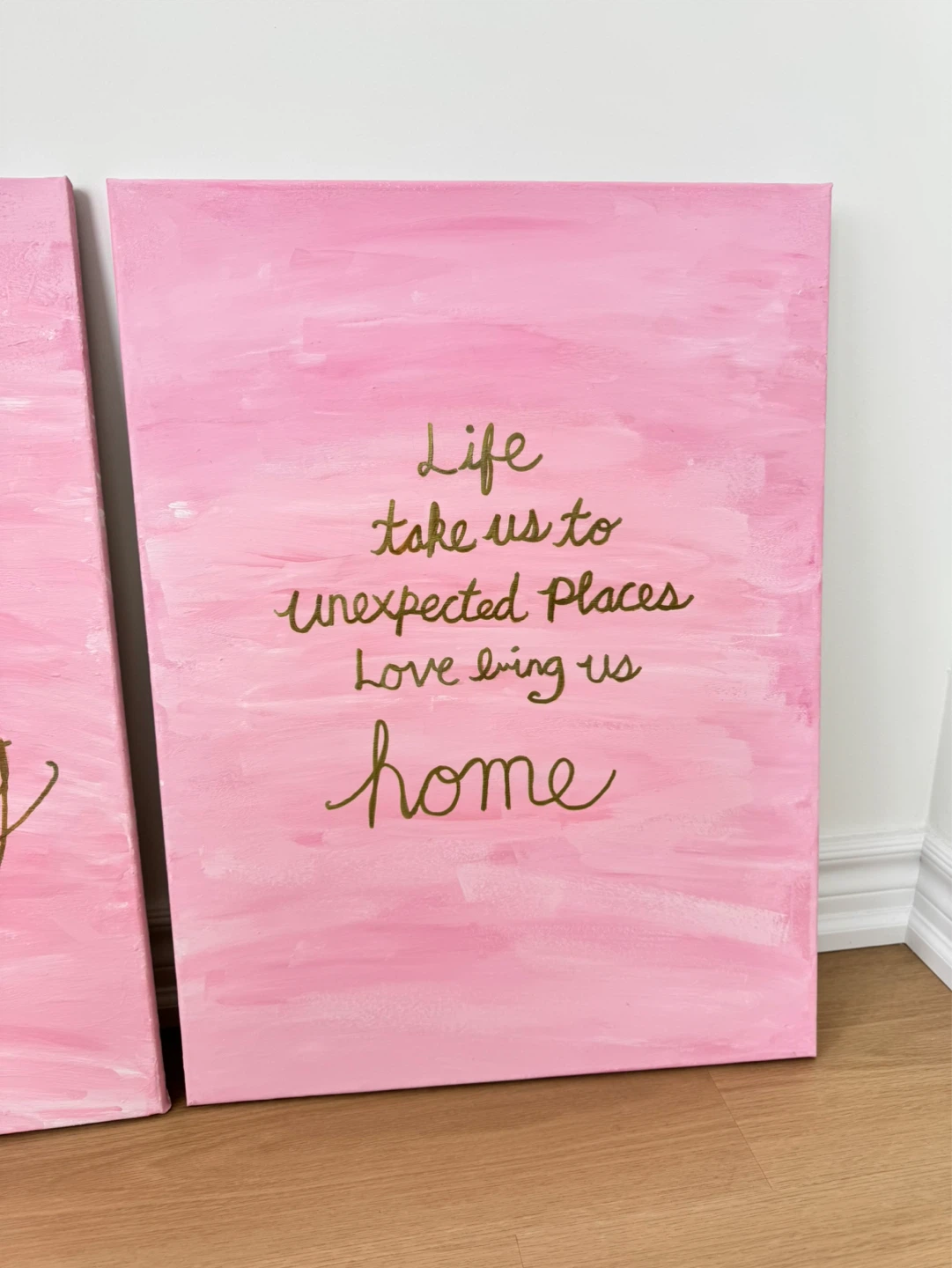 Set of 2 Pink Canvas Wall Art handmade - photo 2
