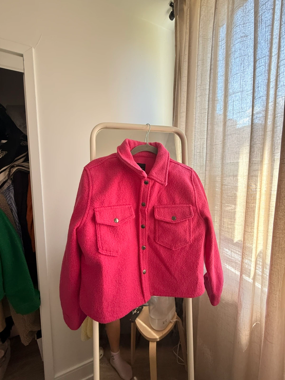 Pink Wool Blend Shacket - Size M - photo 2