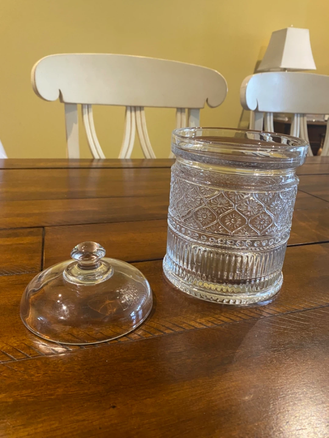 Clear Glass Embossed  cookie Jar with Lid - photo 2