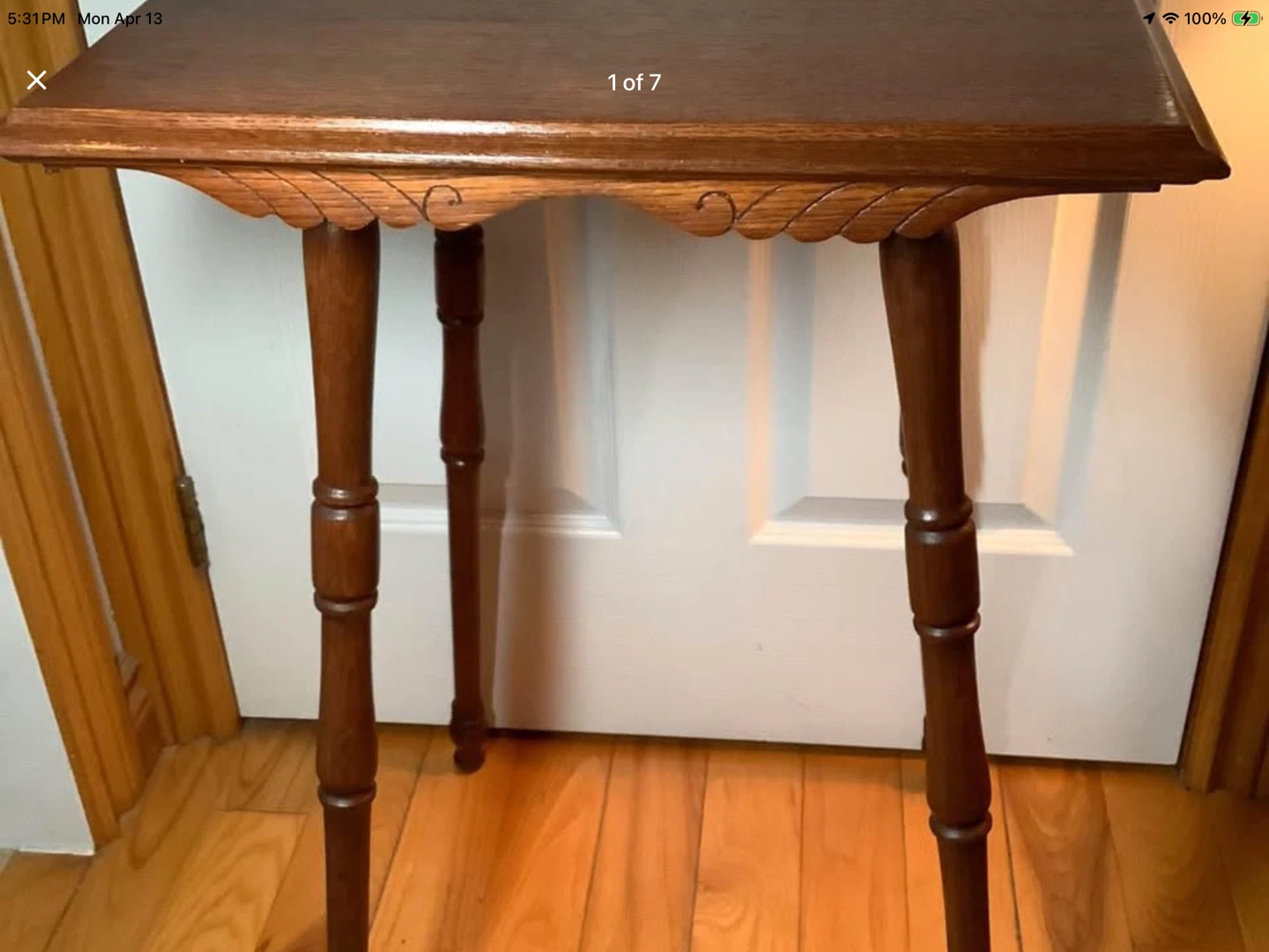 Antique Maple Wd Plant Table w Decorative Skirts 🐞