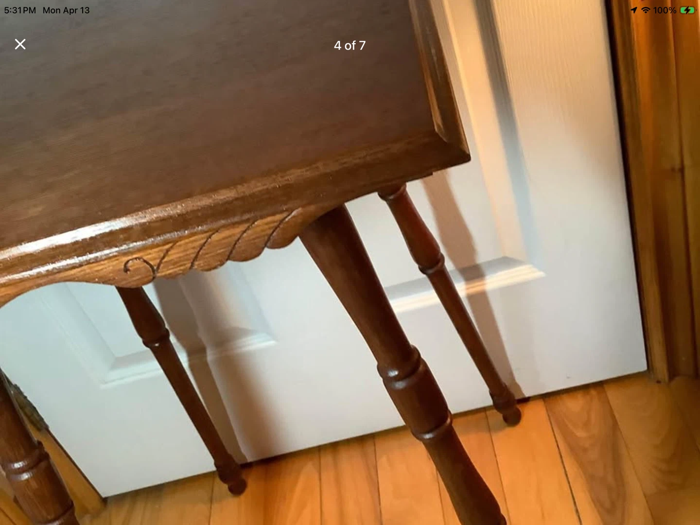 Antique Maple Wd Plant Table w Decorative Skirts 🐞 - photo 3
