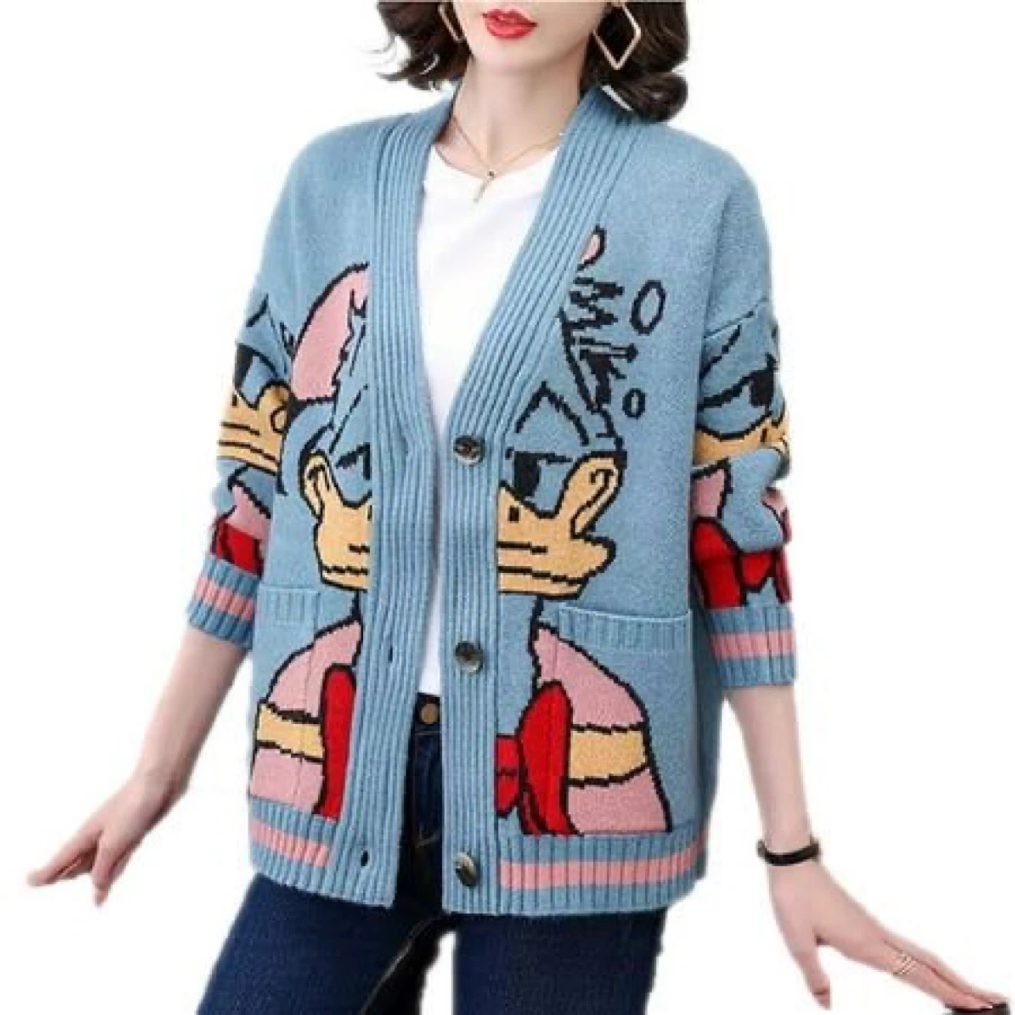 Blue-grey Disney Donald Duck Cardigan Sweater - photo 2