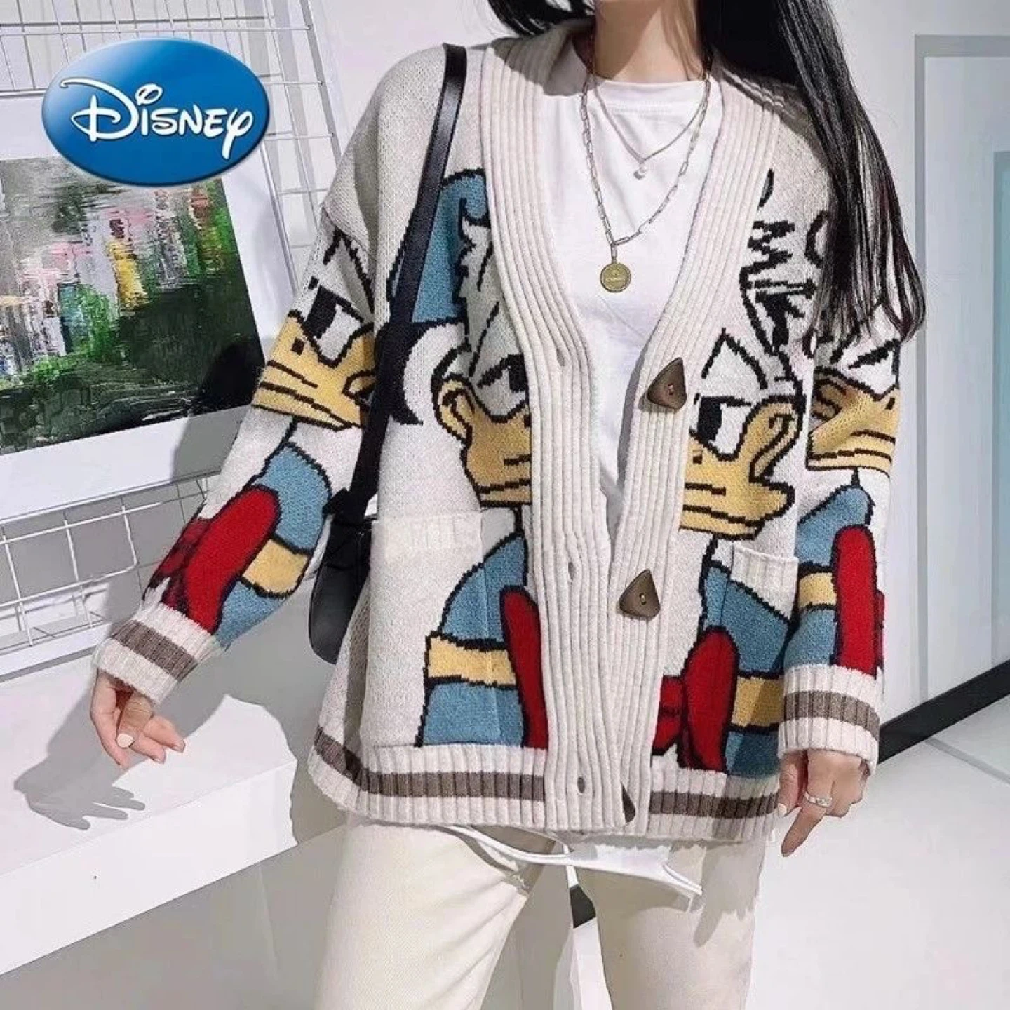 Blue-grey Disney Donald Duck Cardigan Sweater - photo 4