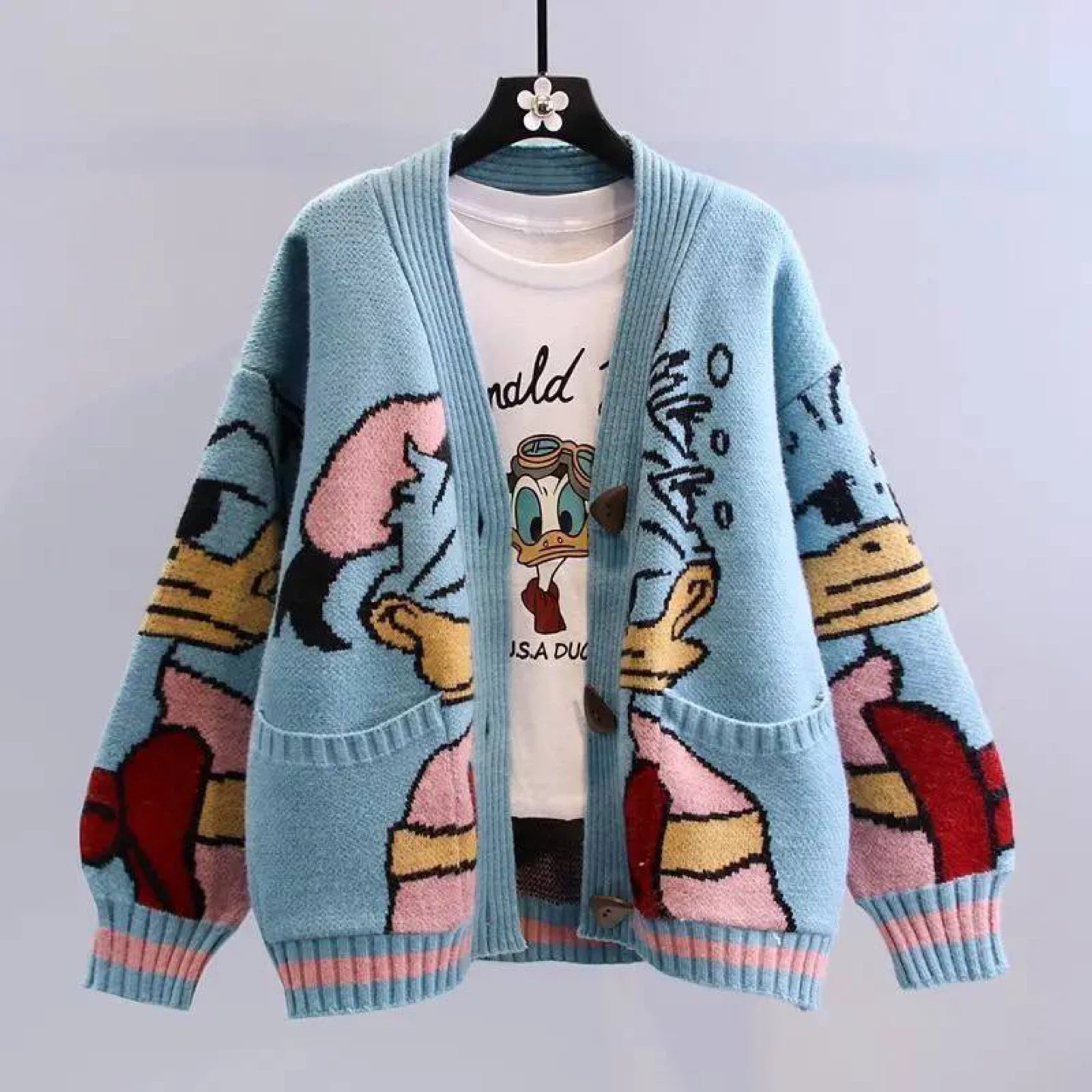 Blue-grey Disney Donald Duck Cardigan Sweater - photo 3